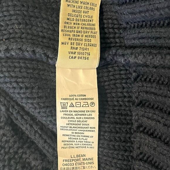 L.L Bean Woman’s Blue Cable Knit Button Front Long Sleeve Nautical Sweater S - Picture 8 of 8